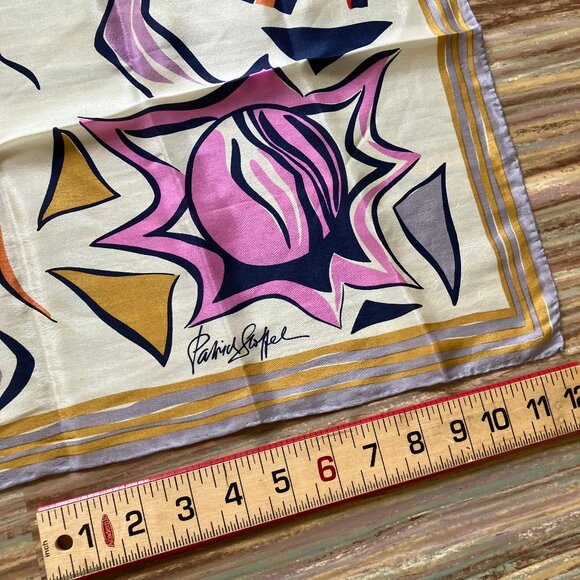 Patrick Stoffel Silk Square Bandana Scarf Celestial Print VintageHair Neck Head - Picture 4 of 9